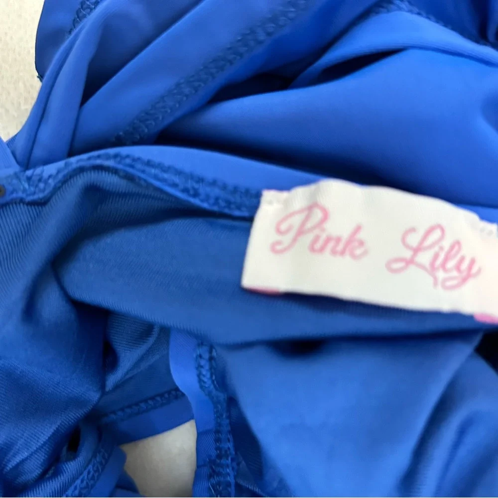 Pink Lily‎ Blue 1PC Swimsuit Large